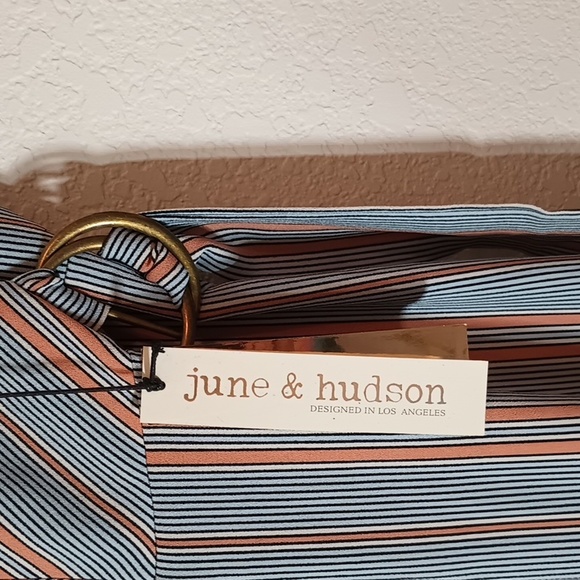 NWT June & Hudson blue & orange stripe jumper spring brunch summer casual - Picture 7 of 7